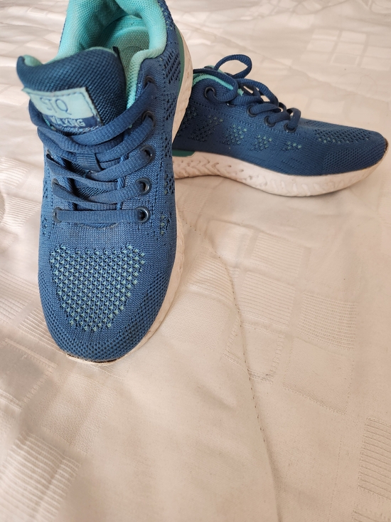 Other - Kids Navy Blue Knit Lace-Up Sneakers with Teal Lining